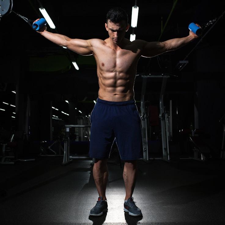 Professional gym interior with weight equipment